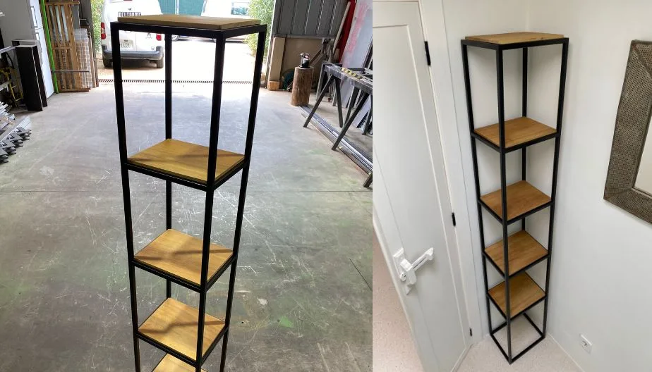 Mueble esquinero hierro y madera